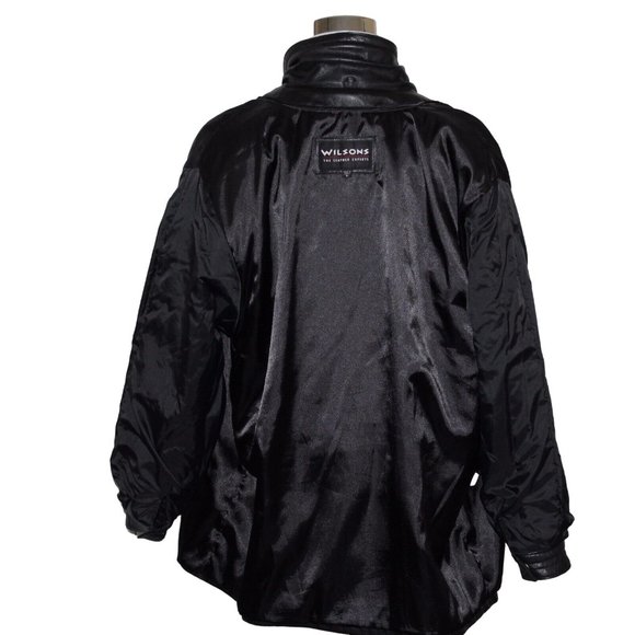 Wilson's Medium Asymmetrical Full Zip 100% Leather Belted Notched Collar Coat - Picture 6 of 12